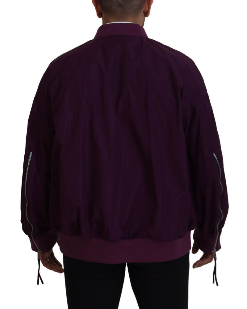 Purple Polyester Full Reißverschluss Bomberjacke