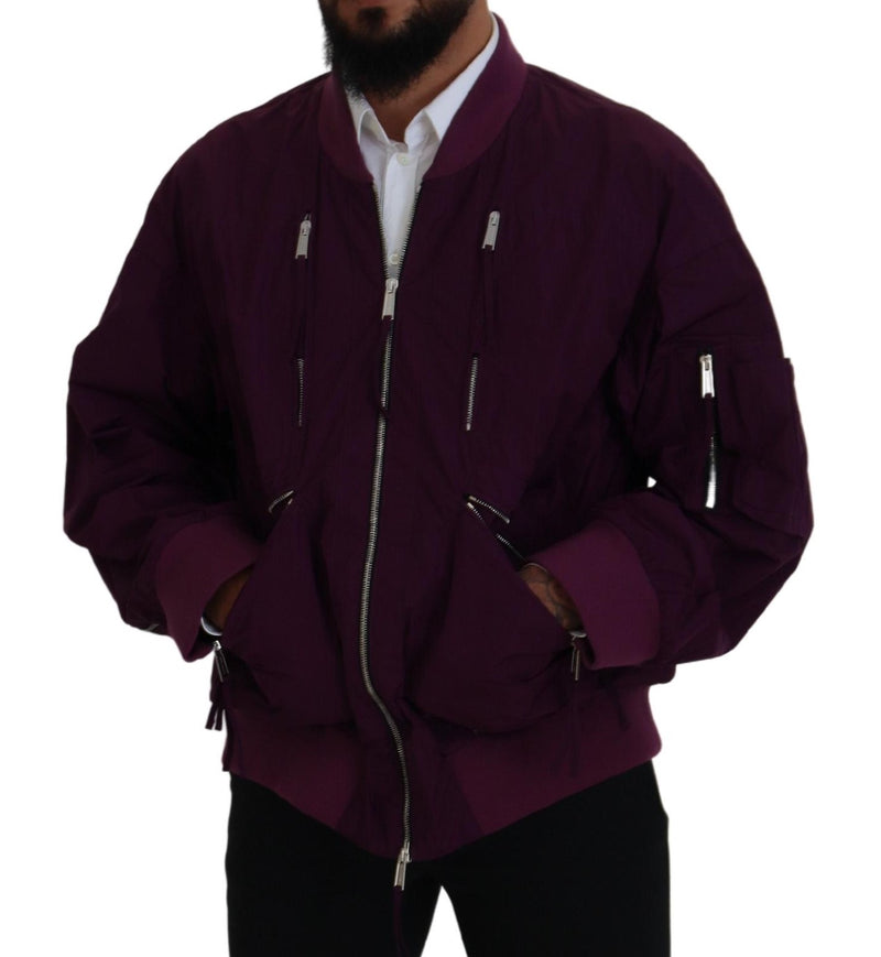 Purple Polyester Full Reißverschluss Bomberjacke