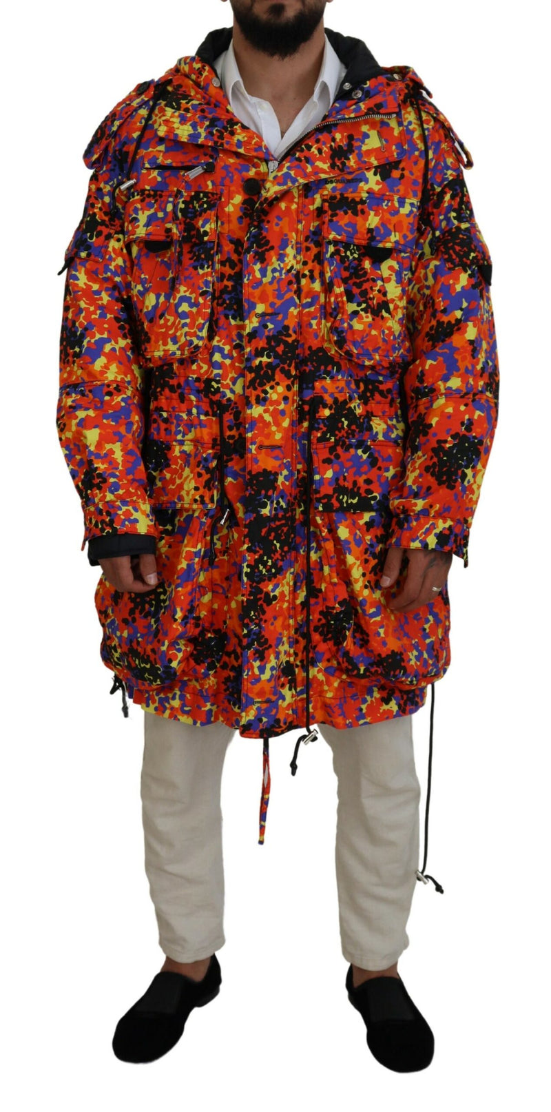 Veste de manteau de poche à capuchon à capuche multicolore