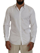 Camisa formal de mangas largas con cuello blanco algodón