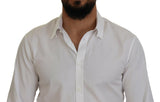 Camisa formal de mangas largas con cuello blanco algodón