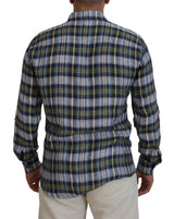 Camisa de mangas largas para hombres multicolores a cuadros multicolores