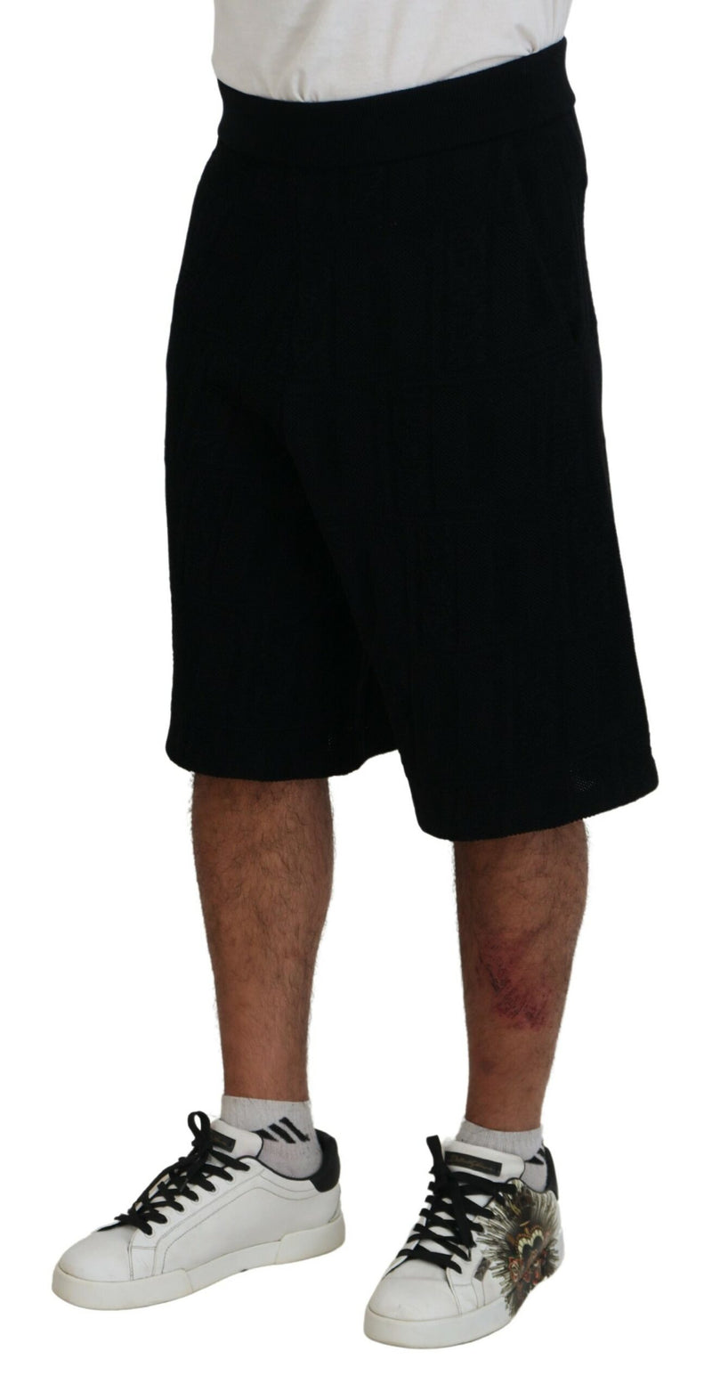 Black Solid Pull on Men Bermudas Casual Bermudas