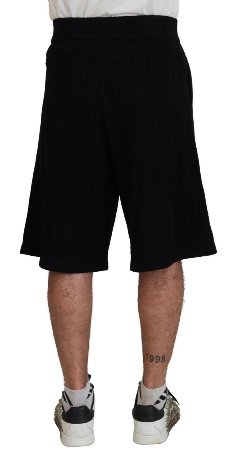 Black Solid Pull on Men Bermudas Casual Bermudas