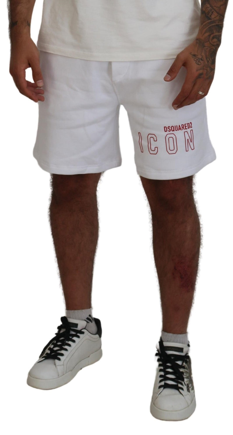 White Printed Pull On Men Casual Bermuda Shorts