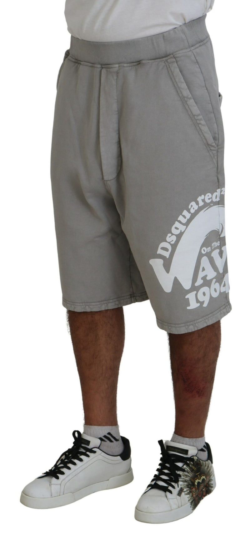 Shorts bermuda casual stampato grigio