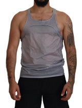 T-shirt con canottiera senza maniche di cotone grigio chiaro