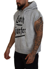 Light Gray Cotton Short Sleeves Hooded T-shirt