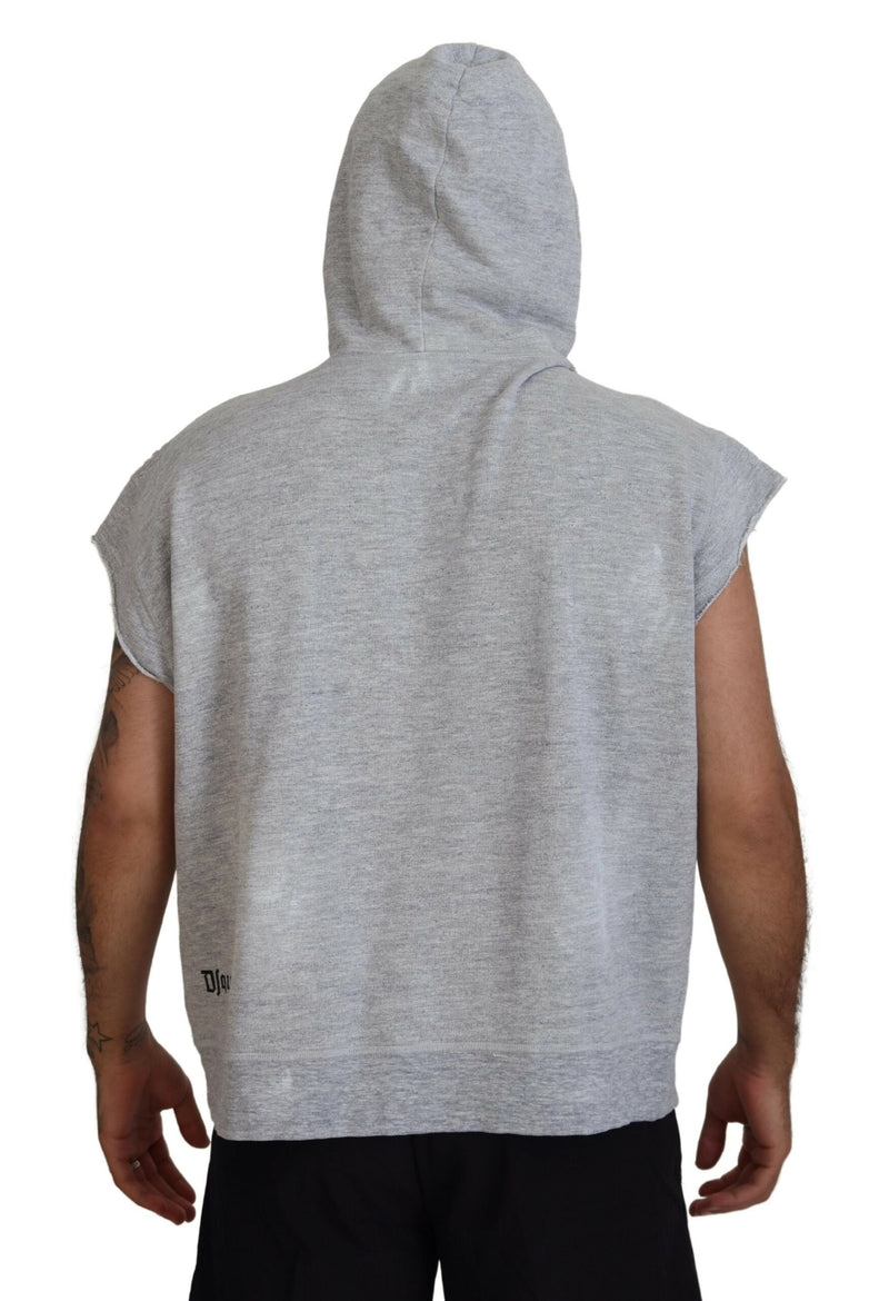 T-shirt à capuche à manches courtes en coton gris clair