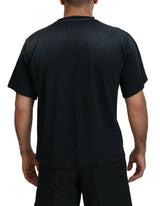 T-shirt da giunci di cotone in cotone nero