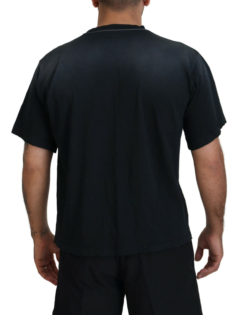 Camiseta de cuello tripulada de mangas cortas de algodón negro