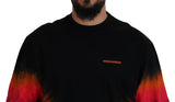 Schwarz orange Baumwoll kurzärmelige Crewneck-T-Shirt