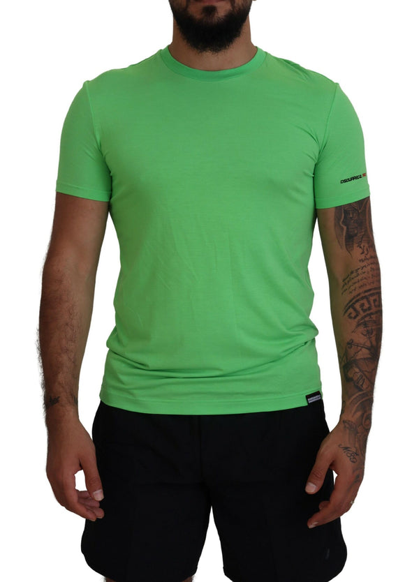 Camiseta de cuello de cuello de mangas cortas modales verdes