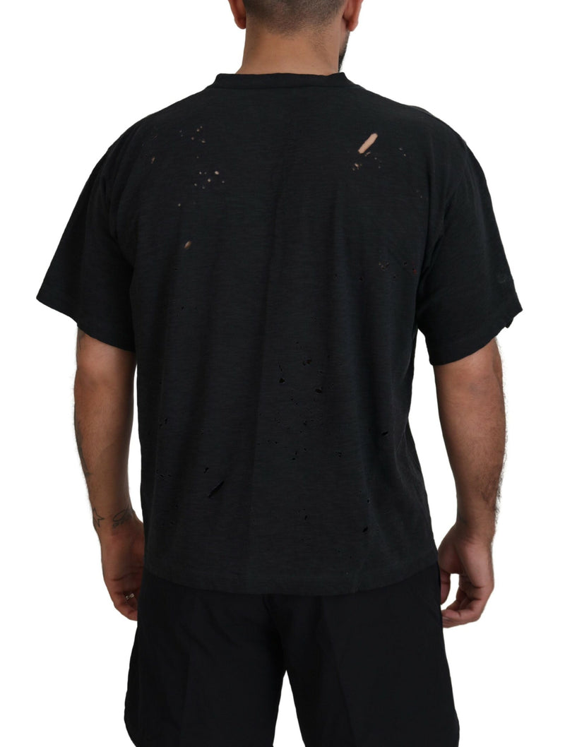 T-shirt da giunci di cotone in cotone nero