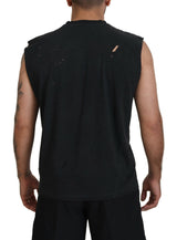 Camiseta de tanque de cuello redacción de algodón negro de algodón