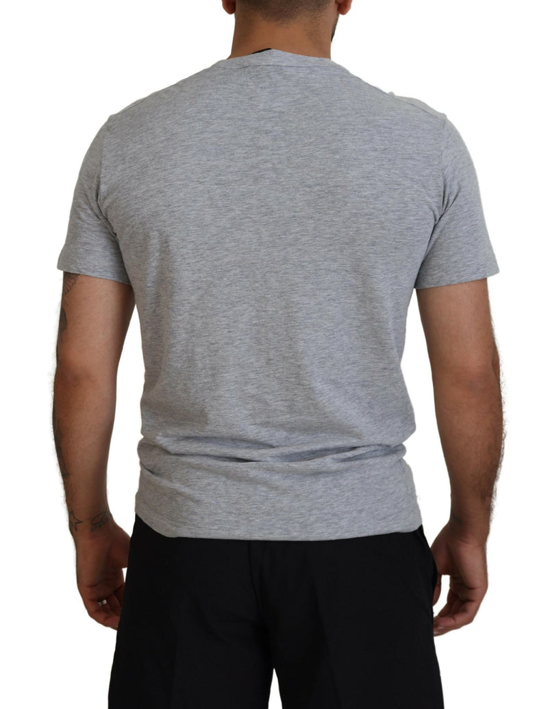 Gray Logo Cotton Short Sleeves Crewneck T-shirt