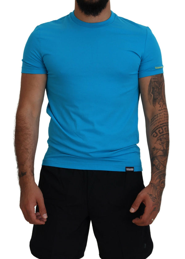 Blue Modal Short Sleeves Crewneck T-Shirt