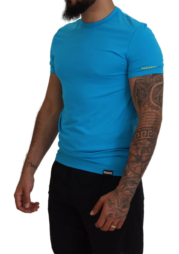 Camiseta de cuello tripulada de mangas cortas modales azules