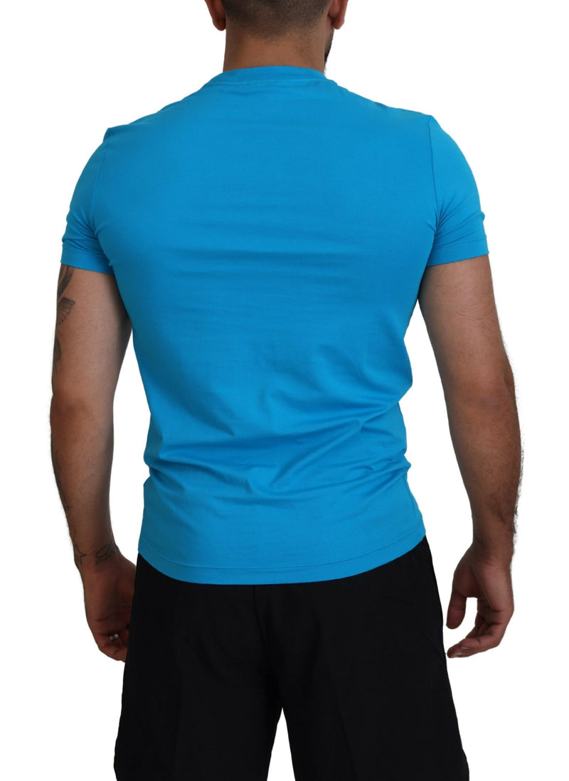 Camiseta de cuello tripulada de mangas cortas modales azules