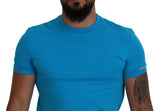 Blue Modal Short Sleeves Crewneck T-Shirt