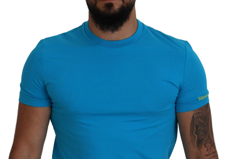 Blue Modal Short Sleeves Crewneck T-Shirt