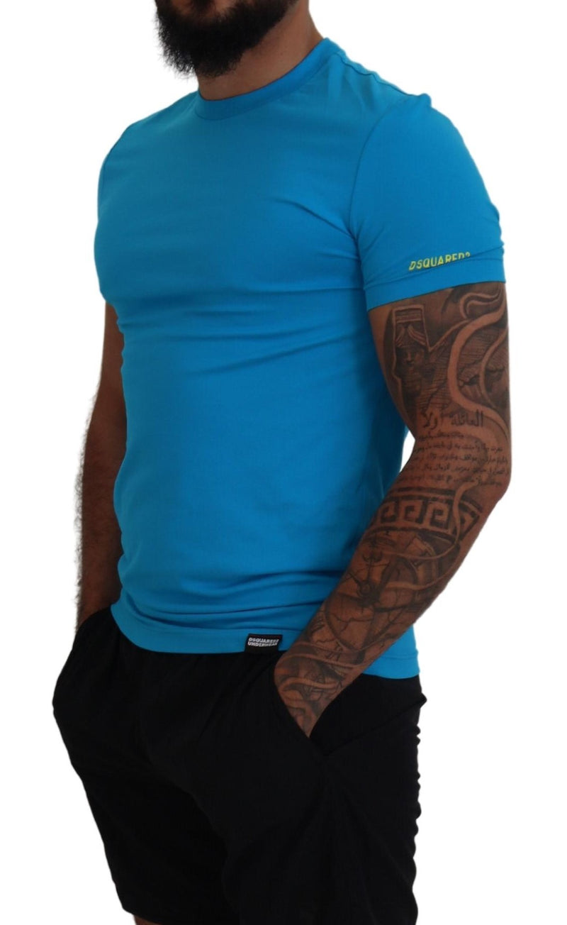 Blue Modal Short Sleeves Crewneck T-Shirt