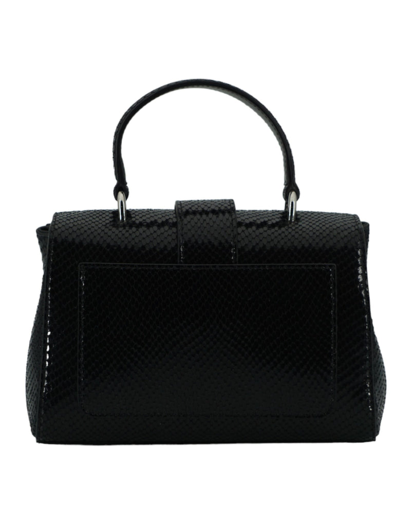 Bolso de hombro de mango superior de cuero negro