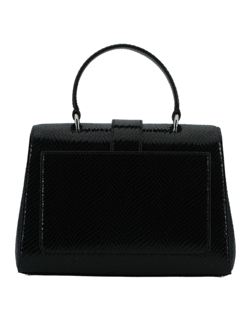 Bolso de hombro de mango superior de cuero negro