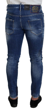 Jeans in denim maschili per patchwork lavati blu