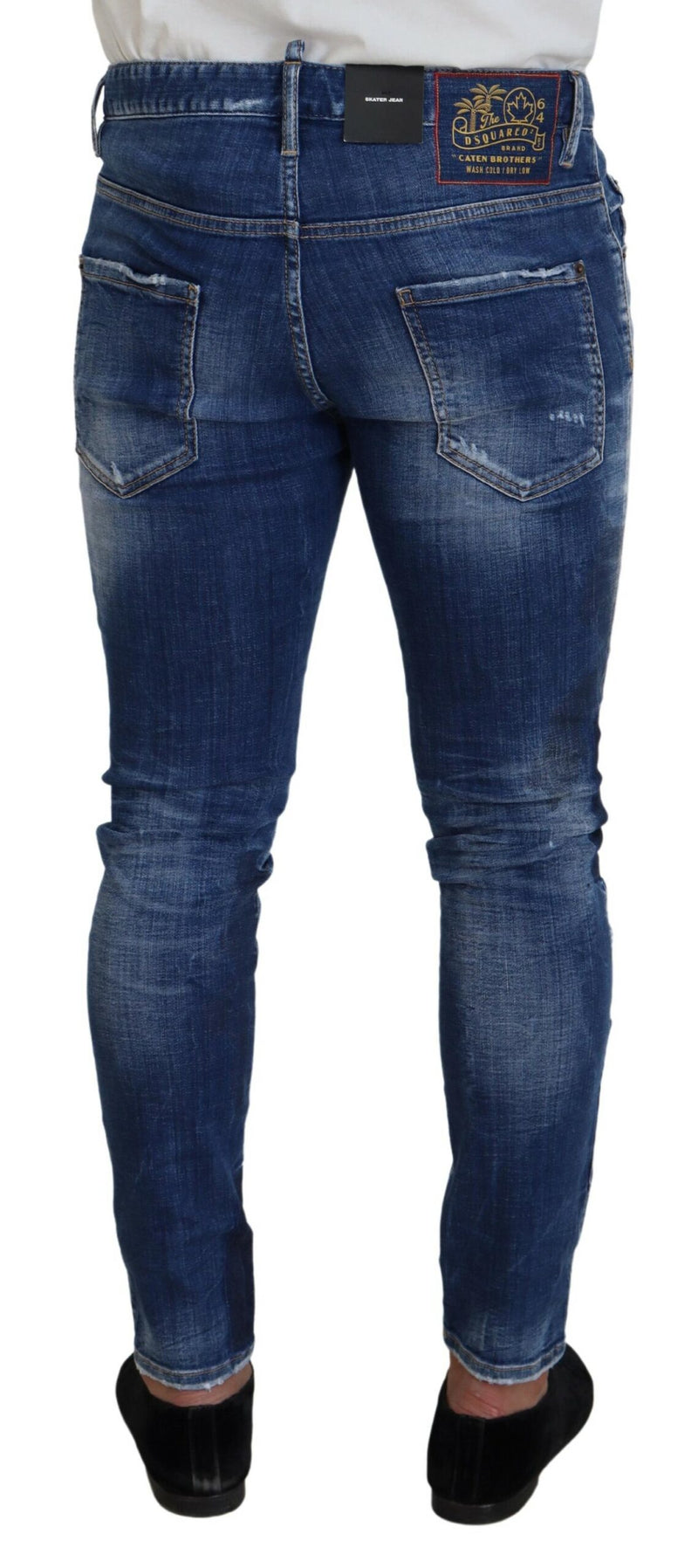 Bleu Patchwork Skinny Mens Jeans denim