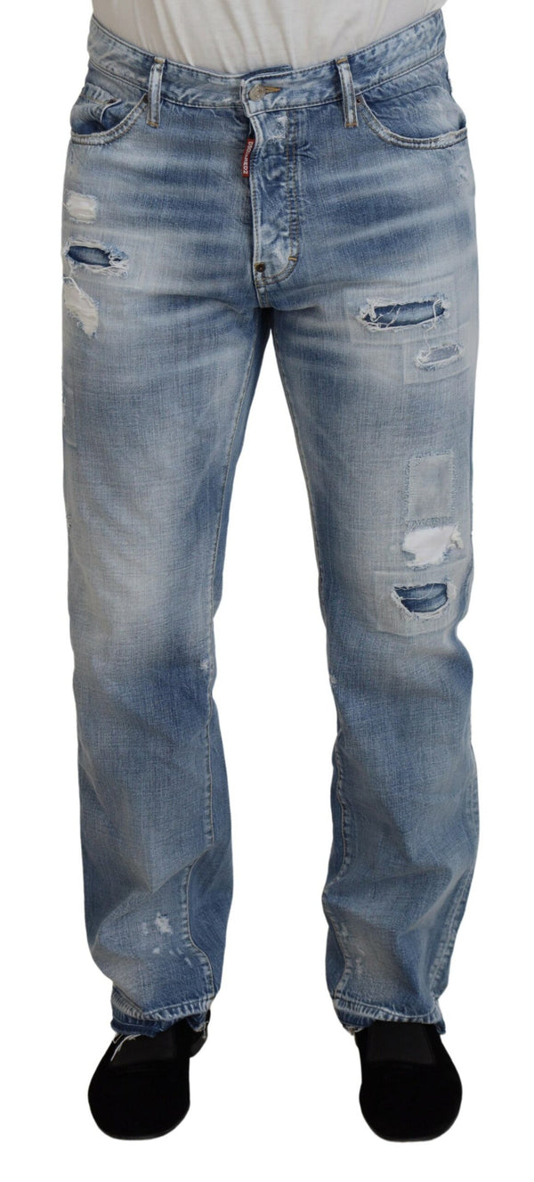 Blau gewaschen gerade fit Männer lässige Jeans Jeans