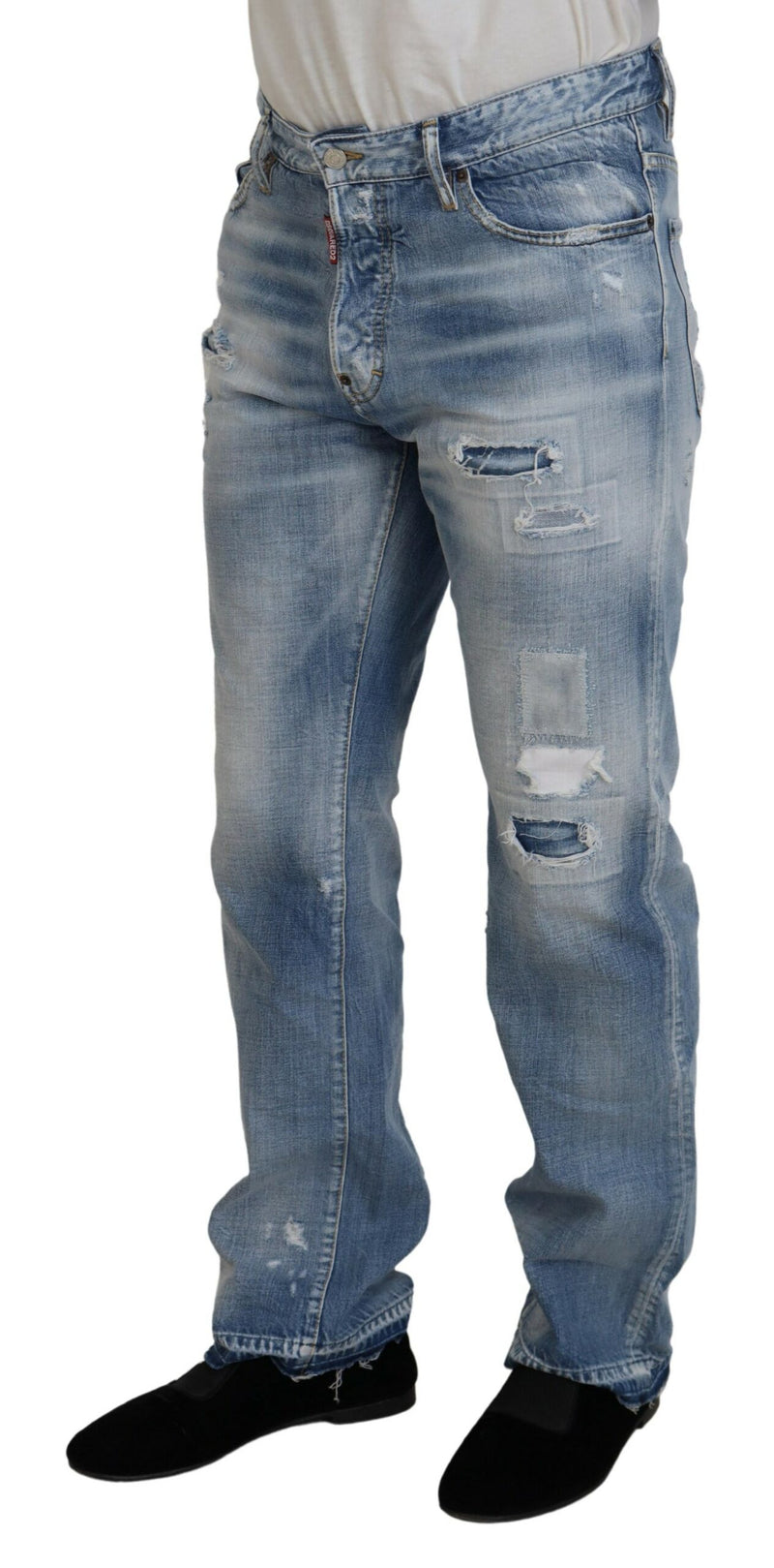 Blau gewaschen gerade fit Männer lässige Jeans Jeans