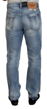 Blue Washed Straight Fit Men Casual Denim Jeans