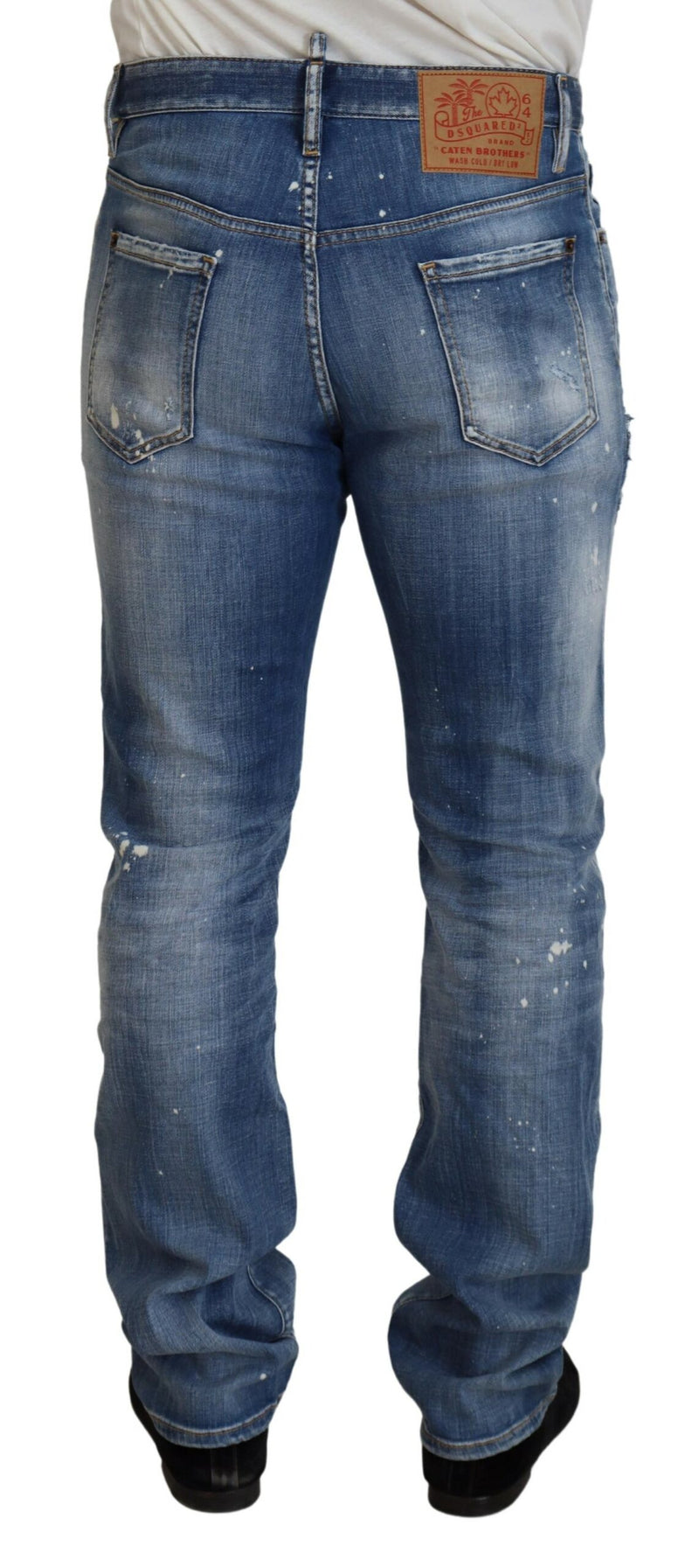 Jeans in denim casual a brandelli blu lavati