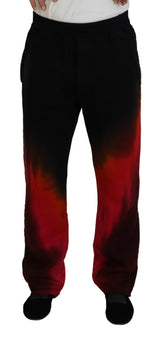 Black Red Cotton Logo Imprimé Pantalon décontracté