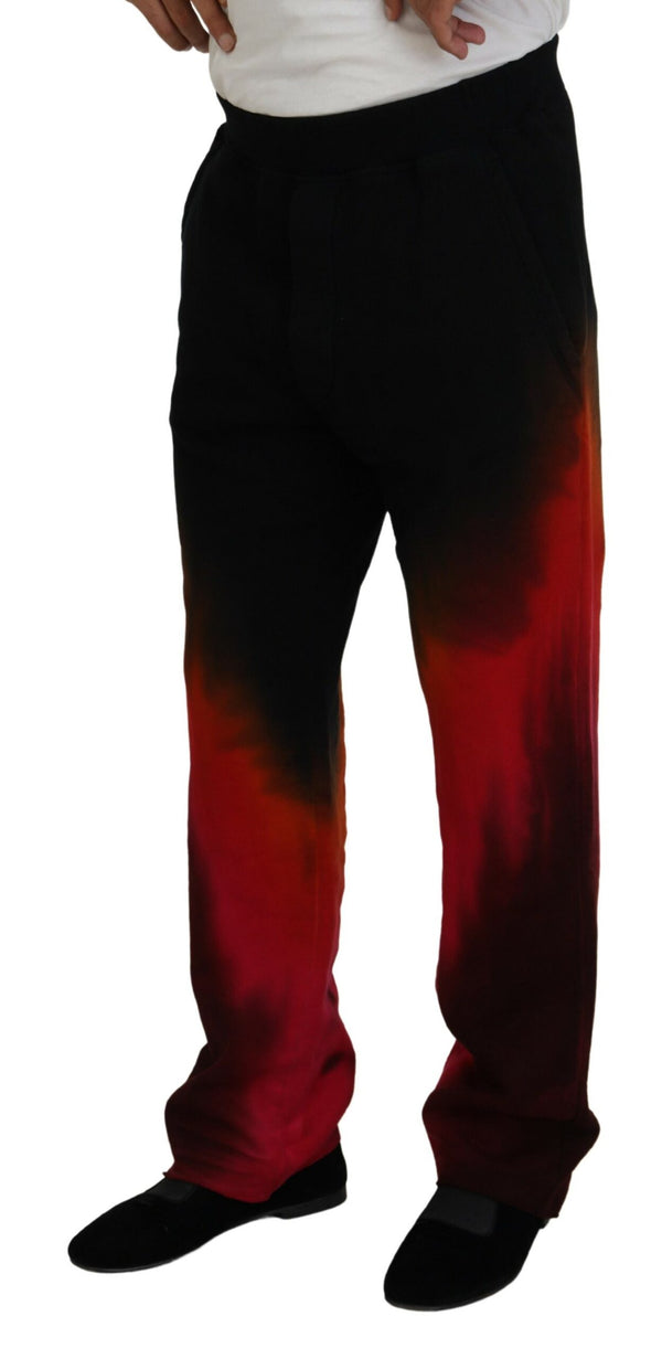 Black Red Cotton Logo Imprimé Pantalon décontracté