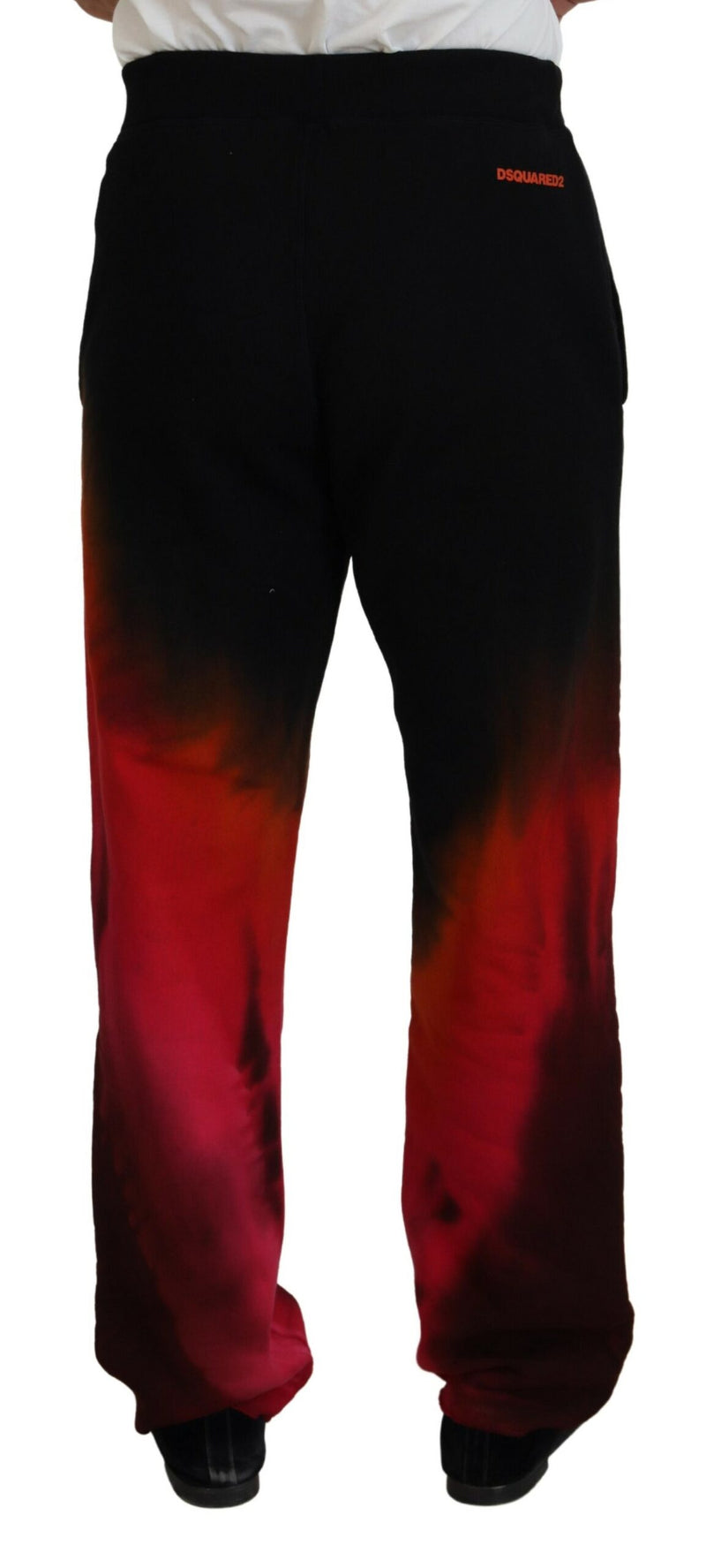 Black Red Cotton Logo Imprimé Pantalon décontracté