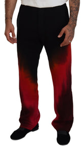 Black Red Cotton Logo Imprimé Pantalon décontracté