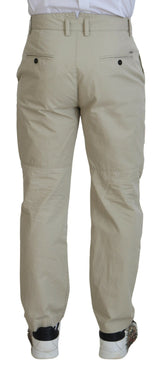 Pantaloni casuali in forma dritta in cotone beige