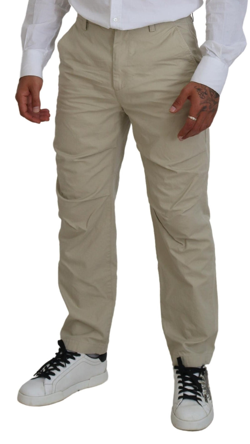 Pantaloni casuali in forma dritta in cotone beige