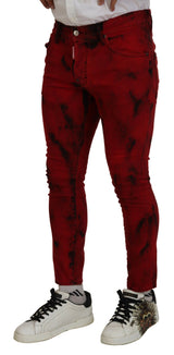 Jean de jean de jean décontracté skinny de coton rouge