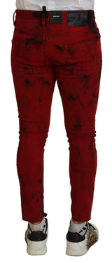 Jean de jean de jean décontracté skinny de coton rouge