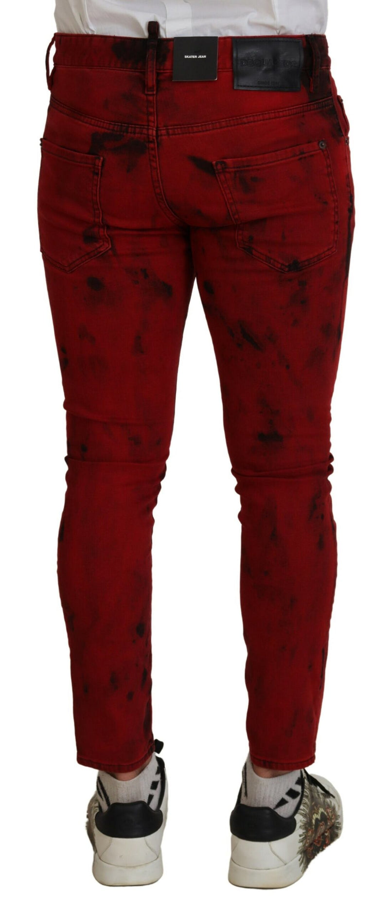 Rote Baumwollkrawattenfarbstoff Skinny Casual Denim Jeans