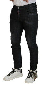 Black Cotton Skinny Skinny Casual Men Jeans denim