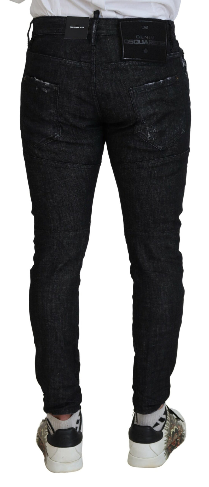 Jeans de mezclilla de algodón negro lavado