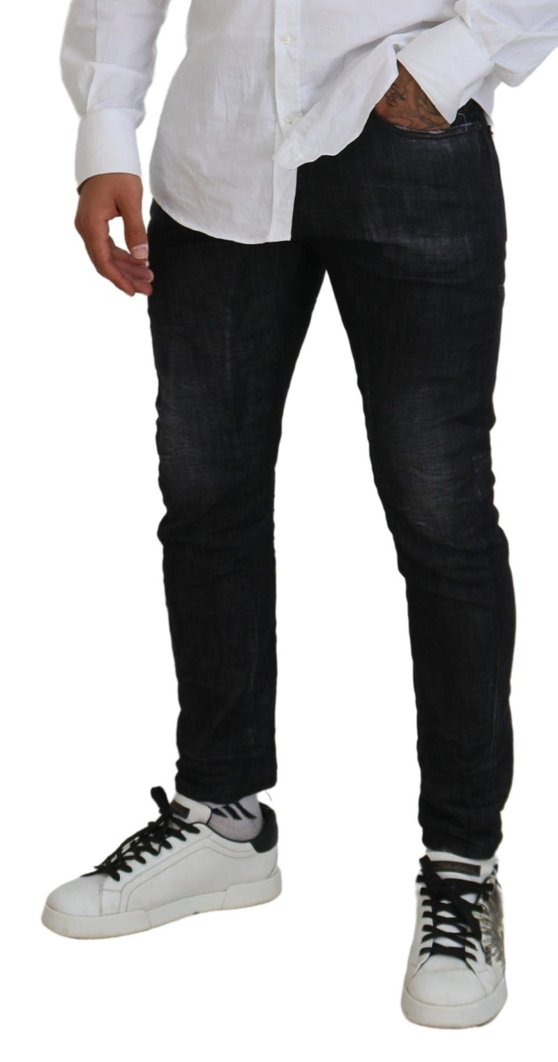 Black Cotton Skinny Skinny Casual Men Jeans denim