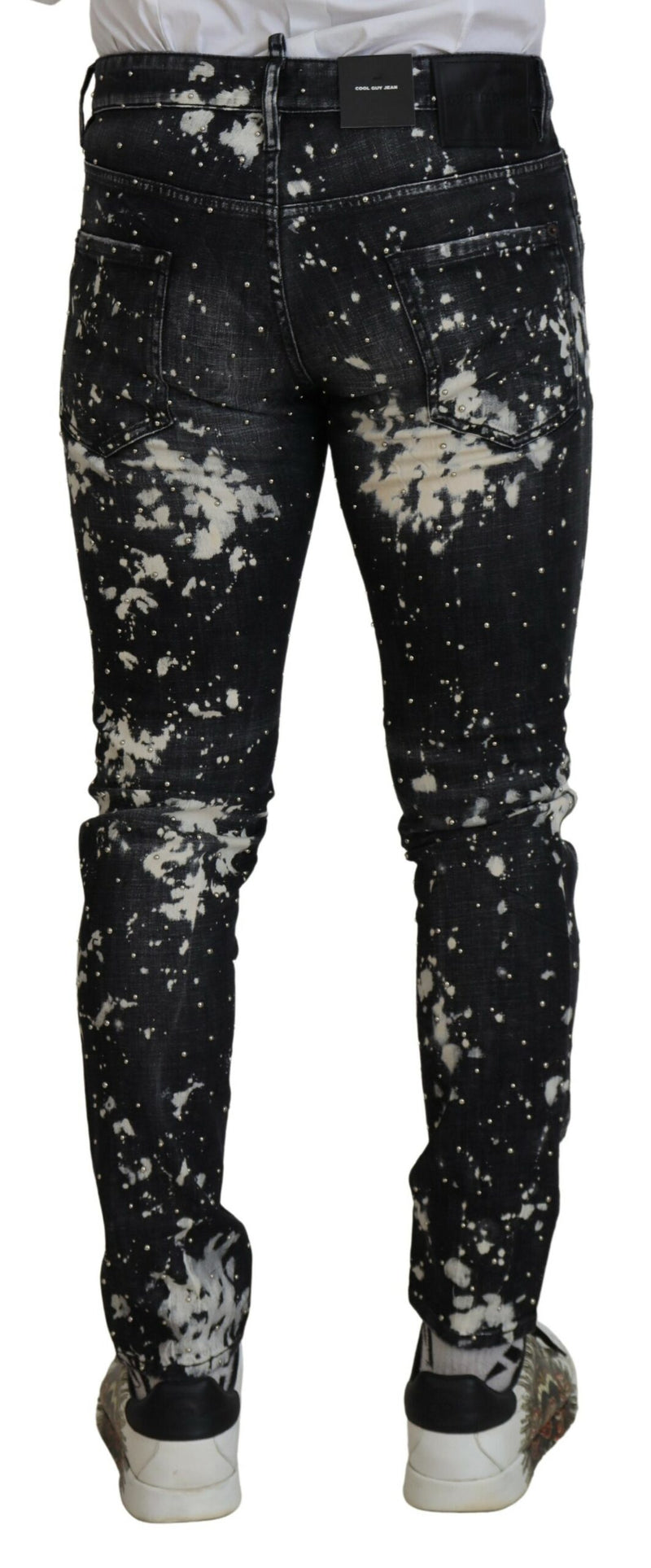 Black Whited White Color Splash Splash Denim jean