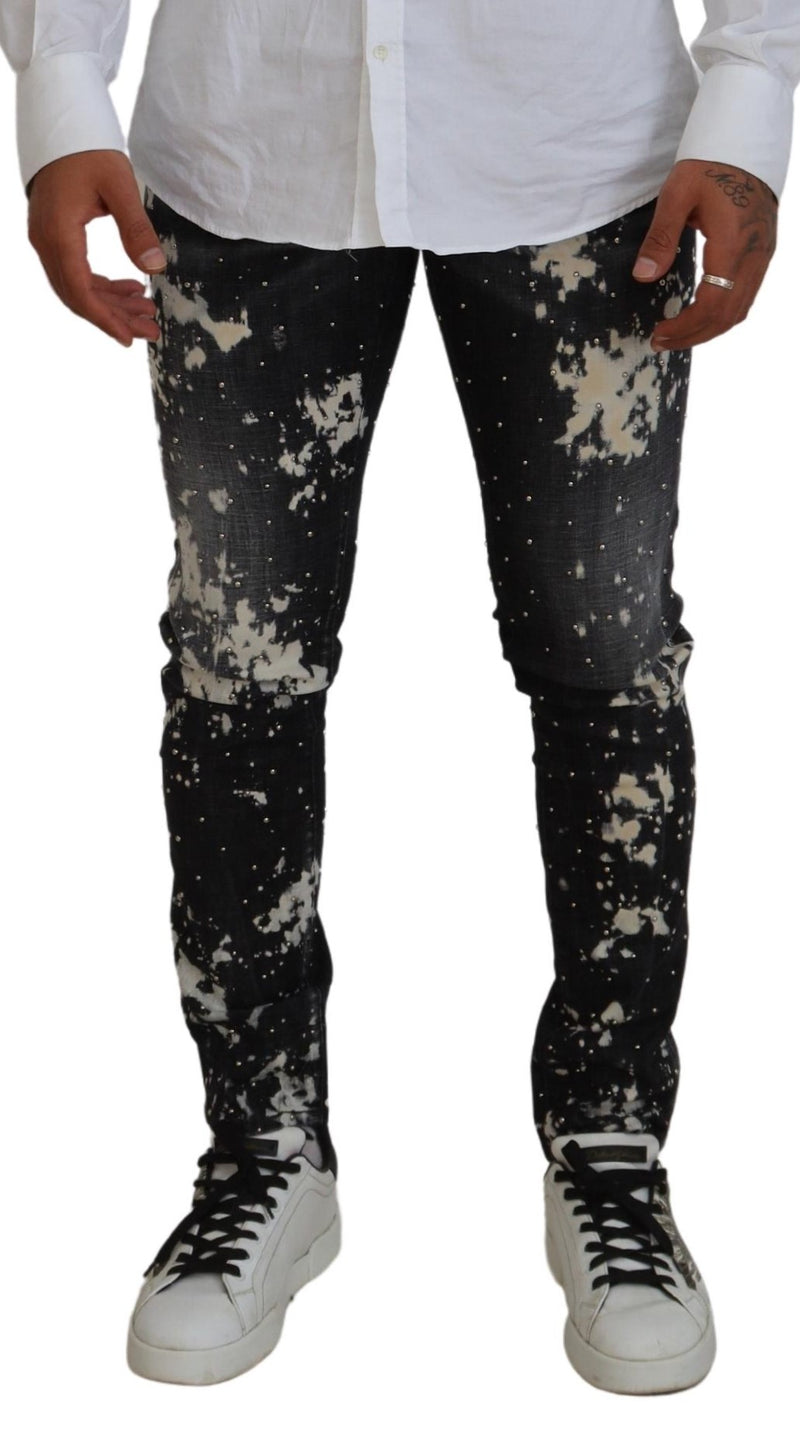 Black Whited White Color Splash Splash Denim jean