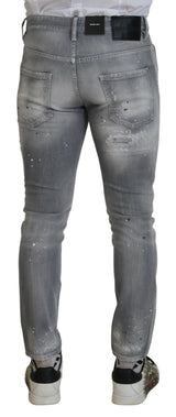 Jeans denim in forma casual in forma slim lavati grigi