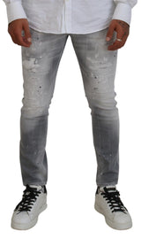 Jeans denim in forma casual in forma slim lavati grigi